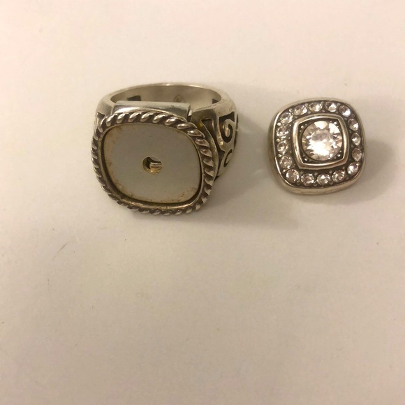 Brighton Ring Square Crystal Multi Crystals Filigree Silver Plated Removable - Picture 6 of 7